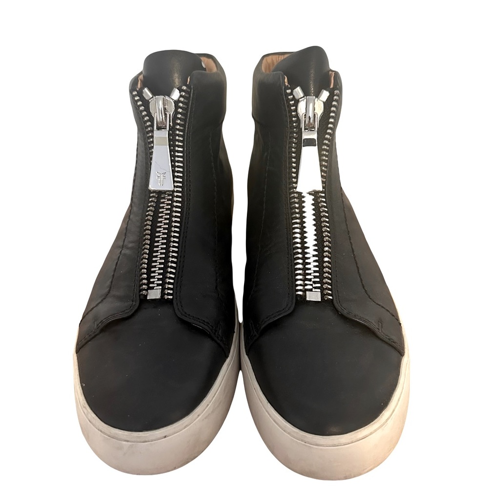 Frye black leather Lena high top sneakers double zipper women’s size 8
